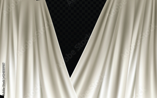 White curtains vector art, a globally recognized symbol of interior design. Clean vector lines create realistic, draped fabric. Ideal for mockups, designs, or digital overlays.