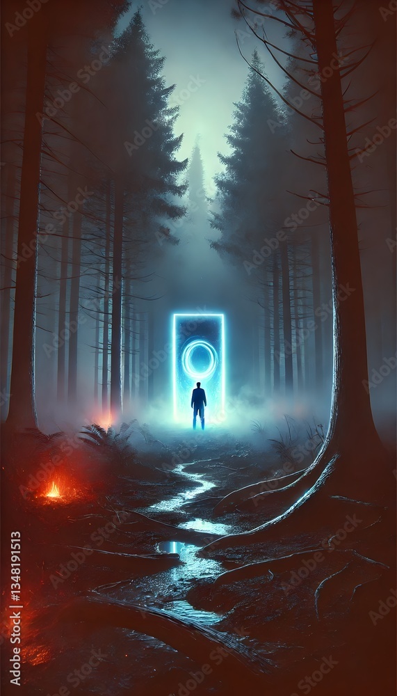 Obraz premium 3d render of a glowing neon sign phone wallpaper