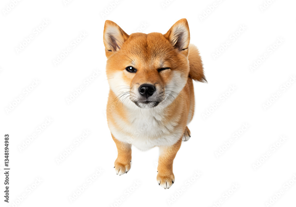 Playful Shiba Inu Puppy Winking, Close Up Portrait Playful Shiba Inu Puppy Winking, Close Up Portrait