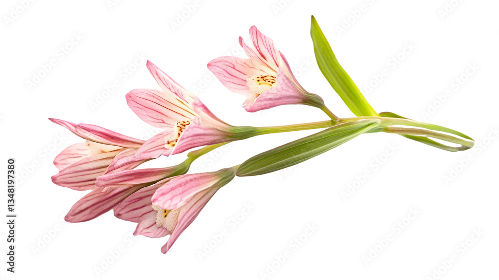 Naklejka premium Pink Alstroemeria Flowers On Branch
