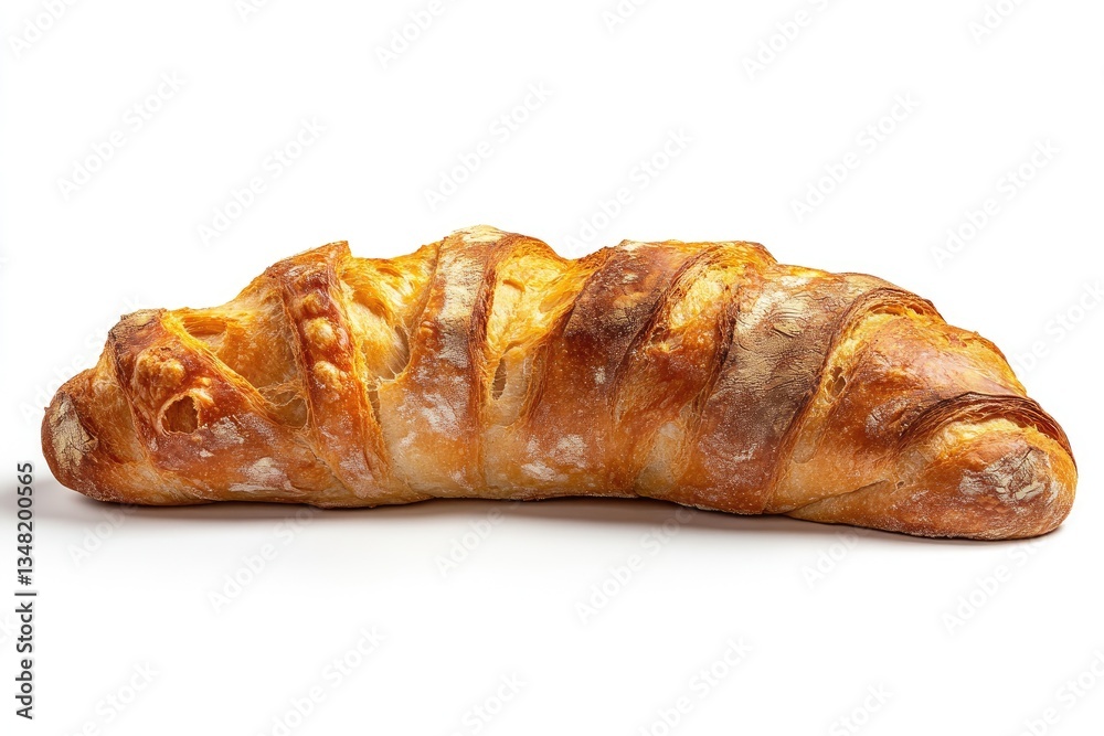 Golden-brown artisan bread loaf with visible scoring, rustic texture, and slight crust