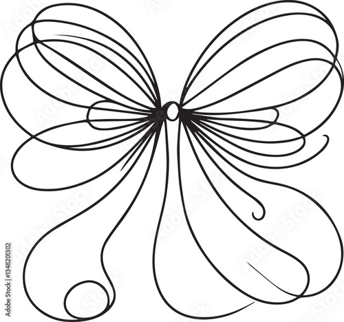 Wallpaper Mural Ribbon Bow Continuous Line Art Black Vector Torontodigital.ca