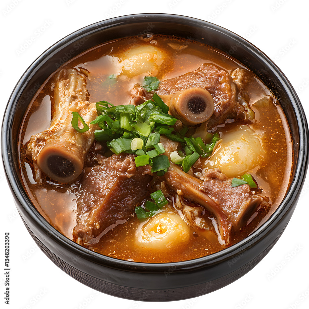 Authentic Korean Pork Bone Stew with Vegetables in a Bowl Authentic Korean Pork Bone Stew with Vegetables in a Bowl
