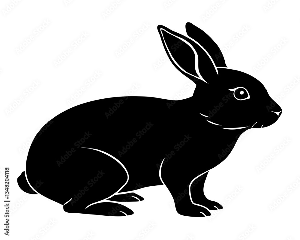 Fototapeta premium creative rabbit silhouette vector illustration isolated on white background