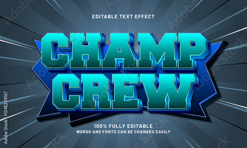 champ crew editable text effect with a sport and team text style