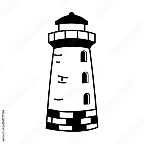 Doodle style illustration depicting a lighthouse tower 
