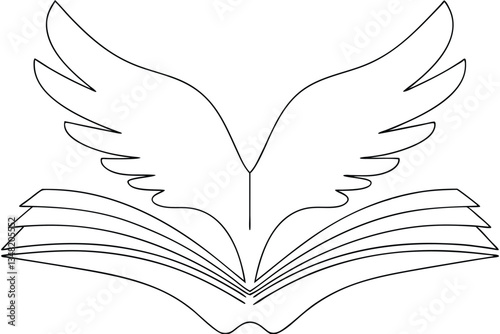 Open Book with Majestic Wings Symbol of Knowledge and Flight