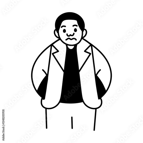 A hand drawn illustration of a male nyc citizen 
