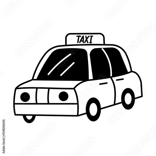 Taxi ride vector illustration in hand drawn style
