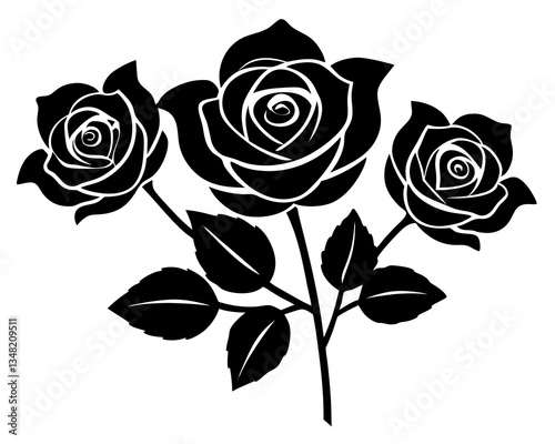 Wallpaper Mural creative roses silhouette vector illustration isolated on white background Torontodigital.ca