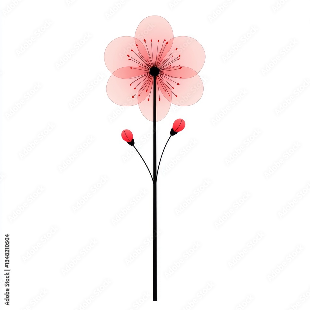 Delicate Pink Flower on White Background Delicate Pink Flower on White Background