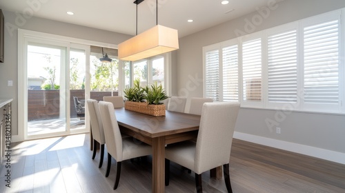 Modern Dining Room with Patio View