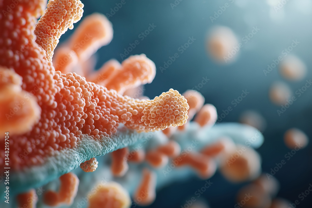 Close-up of a vibrant microscopic world resembling coral or bacteria. Detailed texture and organic growth in a marine-like environment show nature’s beauty, biodiversity, and ecosystem complexity. Close-up of a vibrant microscopic world resembling coral or bacteria. Detailed texture and organic growth in a marine-like environment show nature’s beauty, biodiversity, and ecosystem complexity.