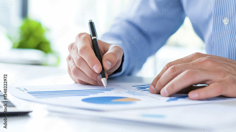 man analyzes financial data with graphs and charts, showcasing his focus and determination man analyzes financial data with graphs and charts, showcasing his focus and determination