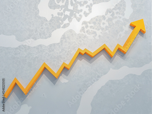 Rising Trend: An upward-pointing arrow symbolizes progress and growth on a textured surface backdrop.