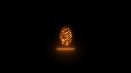 Glowing fingerprint scanning icon sign video. Neon fingerprint icon animation. finger print fingerprint lock secure security, biometric icon, Finger print sign.
