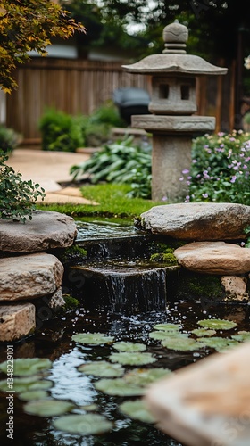 Serene Japanese Garden Waterfall.