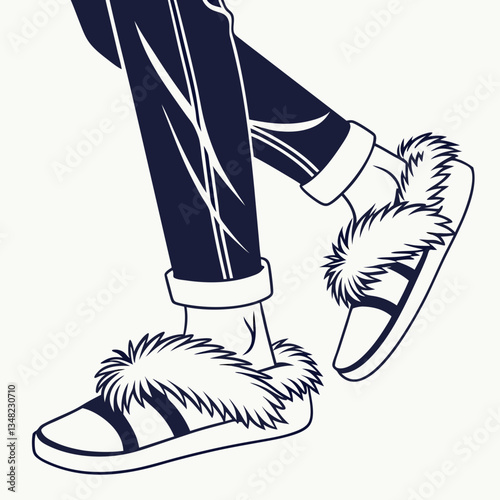 Fluffy Slipper Silhouette Icon Showing Cozy Footwear for Relaxation and Comfort at Home or Casual Outings Generative AI