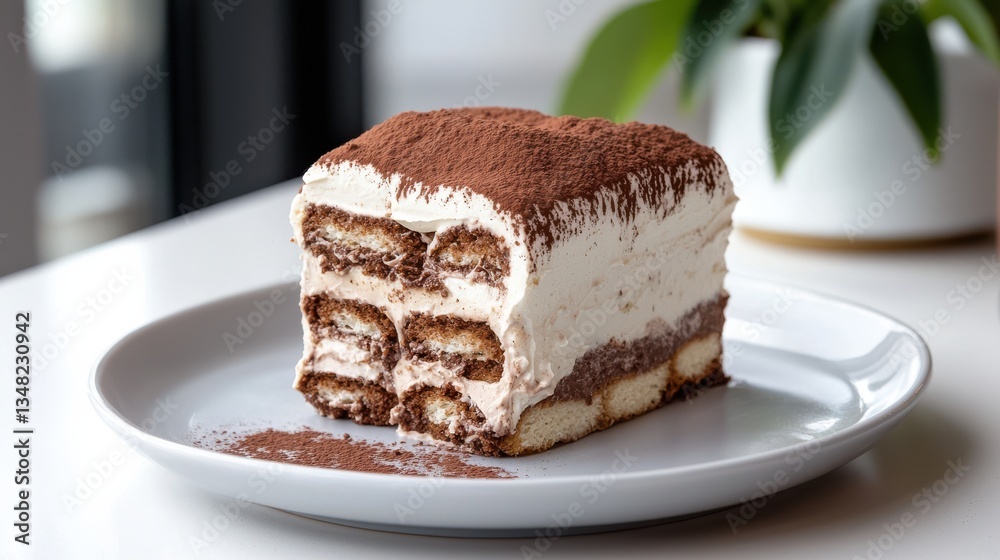 Deliciously Decorated Cake on Elegant Plate Set on Wooden Table Surface