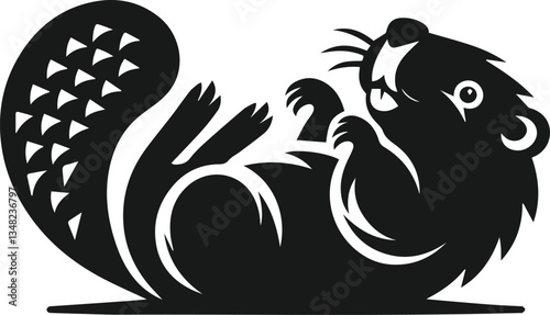 Beaver rolling onto its back and tail flopping vector