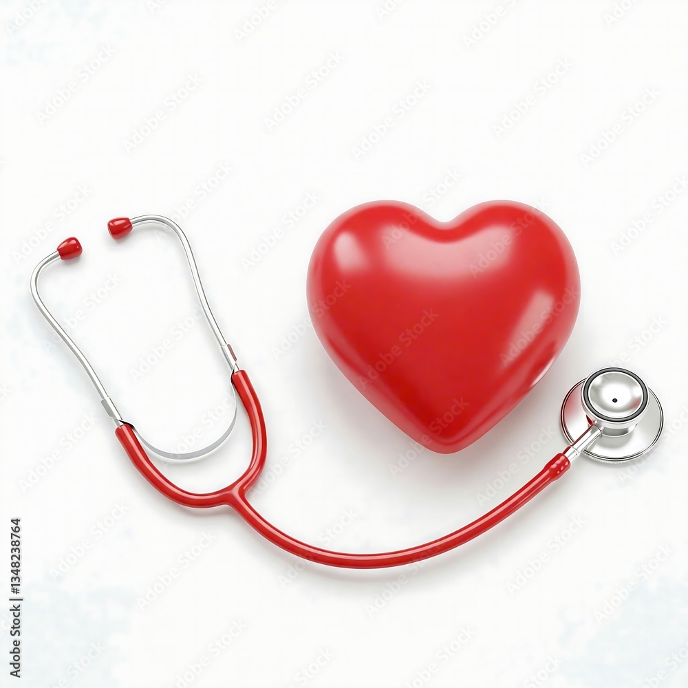 A heart with a stethoscope wrapping around it, symbolizing medical care and attention to heart health A heart with a stethoscope wrapping around it, symbolizing medical care and attention to heart health