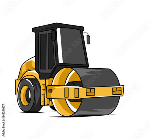Detailed illustration of a construction roller, ideal for use in construction and building related promotional materials.