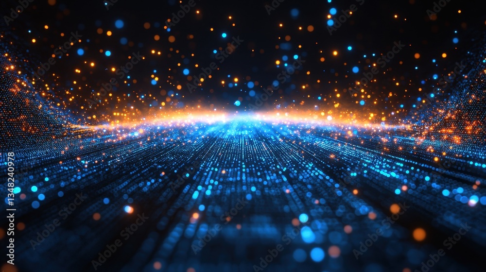 Fototapeta premium Digital Particles, Futuristic Pathway