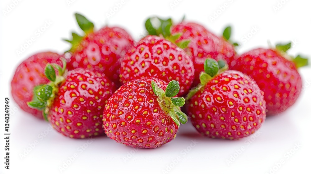 A cluster of ripe, juicy strawberries, their red hues glistening, falls gracefully against a transparent or white backdrop, ready to be added to your digital creations as a PNG image. A cluster of ripe, juicy strawberries, their red hues glistening, falls gracefully against a transparent or white backdrop, ready to be added to your digital creations as a PNG image.