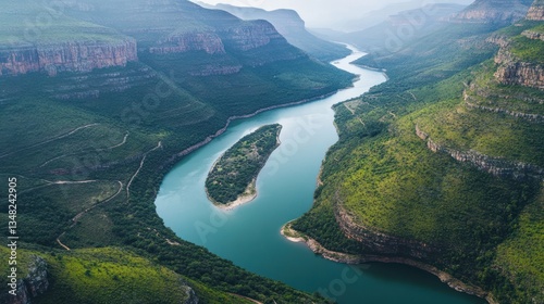 Wallpaper Mural Aerial view showing a winding river through a vast canyon landscape Torontodigital.ca