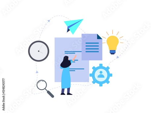 Internal Project Workflow Management, vector illustration for web, presentation slides, print, etc