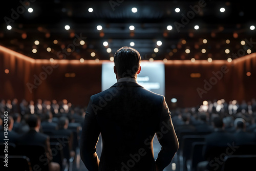 Leadership conference keynote speaker addressing audience on stage