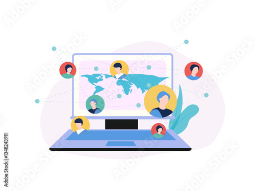 Online Communities, vector illustration for web, presentation slides, print, etc