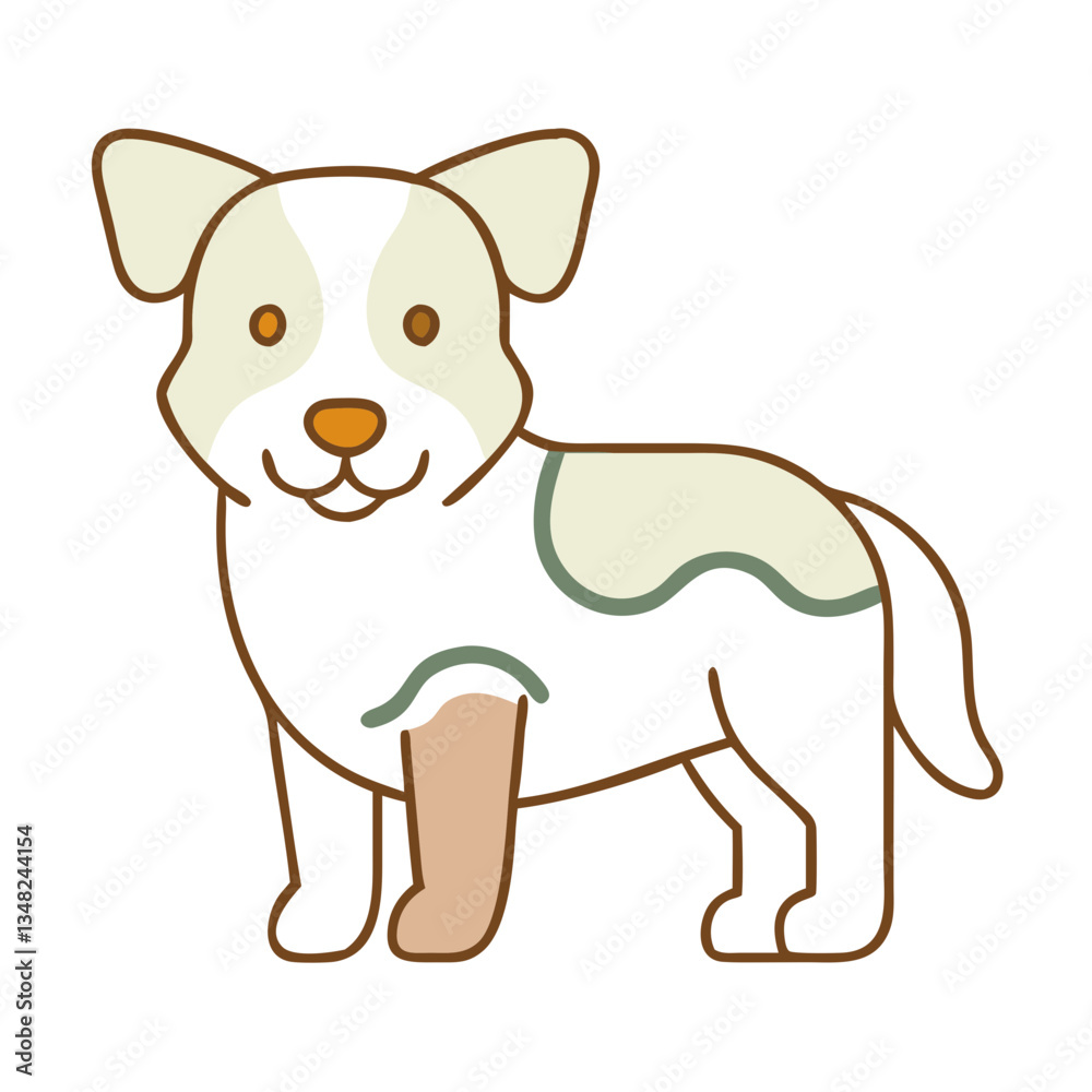 Icon of cute puppy illustration in soft colors, minimalistic design, copy space Icon of cute puppy illustration in soft colors, minimalistic design, copy space