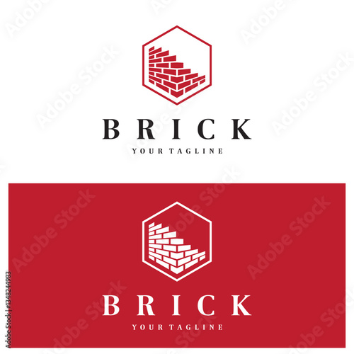 creative brick logo designs for buildings, architectural buildings, civil engineering, building materials shops
