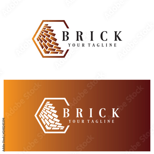creative brick logo designs for buildings, architectural buildings, civil engineering, building materials shops
