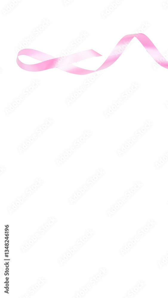 Pink ribbon with long curly isolated on transparent background Pink ribbon with long curly isolated on transparent background