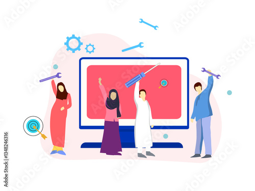 repair service, vector illustration for web, presentation slides, print, etc