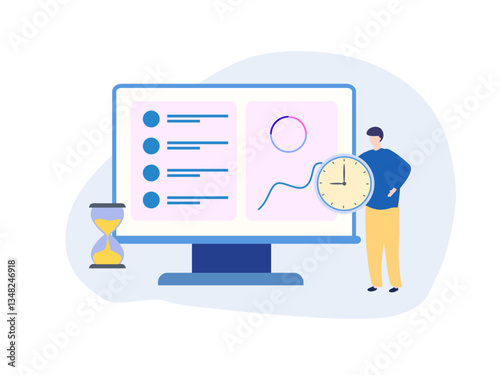Time tracking and ERP system vector illustration for web
