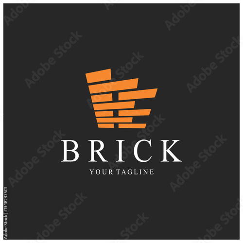 creative brick logo designs for buildings, architectural buildings, civil engineering, building materials shops