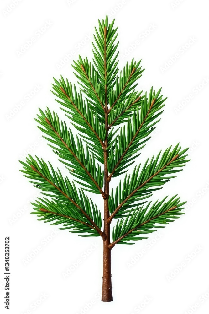 Isolated branch of a coniferous tree on white background, evergreen, forest, branches Isolated branch of a coniferous tree on white background, evergreen, forest, branches