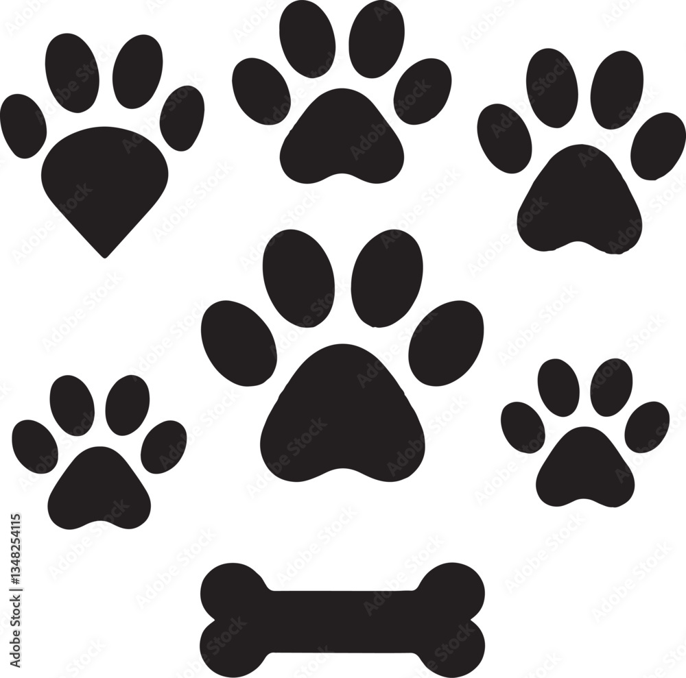 Paw Print Pattern Illustration Seamless Design with Dog and Animal Footprints Paw Print Pattern Illustration Seamless Design with Dog and Animal Footprints