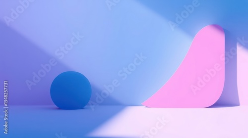 Pastel Geometric Shapes, Studio, Light and Shadow, Product Display photo