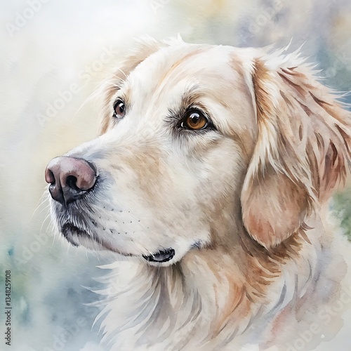 Watercolor Portrait of a Golden Retriever