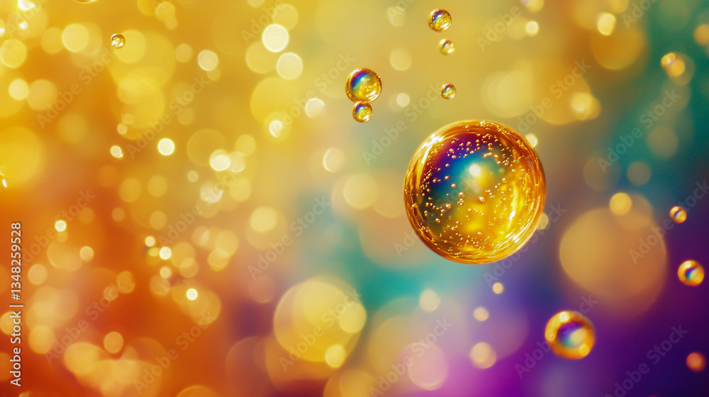 Mesmerizing Golden Champagne Bubbles against a Vibrant Abstract Background. Mesmerizing Golden Champagne Bubbles against a Vibrant Abstract Background.