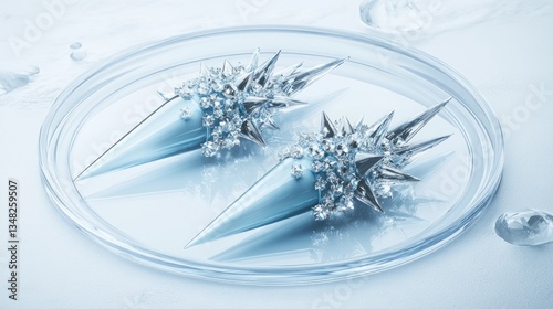 Icy, cone-shaped jewelry with silver spikes photo