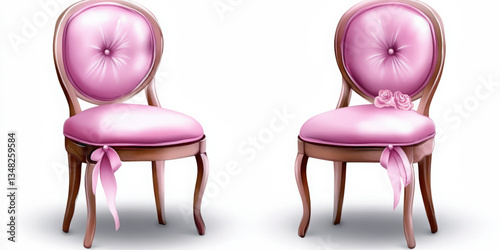 Unique cute watercolor icon set of wedding chairs on white background romantic decor for events