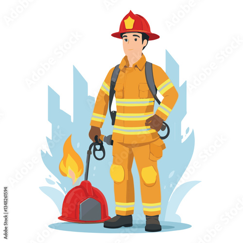 fireman, firefighter, safety, emergency, danger, man, rescue, fire, fighter, uniform, helmet, protection, background, service, red, equipment, hose, occupation, job, burn, person, work, male, hero, pr