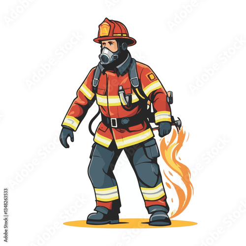 fireman, firefighter, safety, emergency, danger, man, rescue, fire, fighter, uniform, helmet, protection, background, service, red, equipment, hose, occupation, job, burn, person, work, male, hero, pr