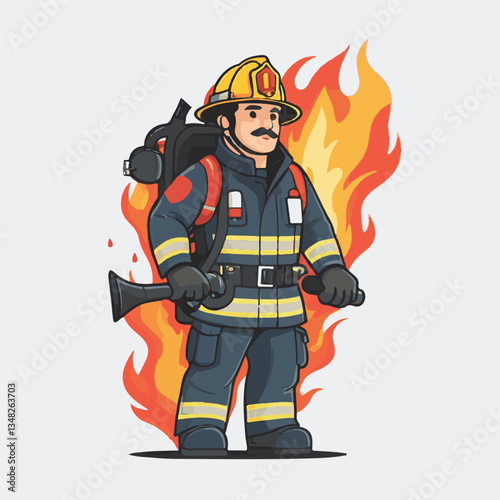 fireman, firefighter, safety, emergency, danger, man, rescue, fire, fighter, uniform, helmet, protection, background, service, red, equipment, hose, occupation, job, burn, person, work, male, hero, pr