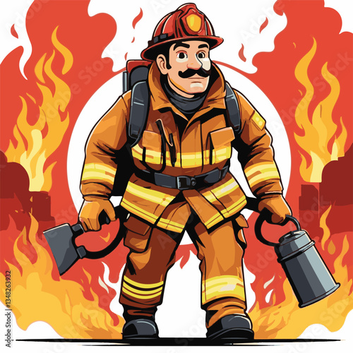 fireman, firefighter, safety, emergency, danger, man, rescue, fire, fighter, uniform, helmet, protection, background, service, red, equipment, hose, occupation, job, burn, person, work, male, hero, pr